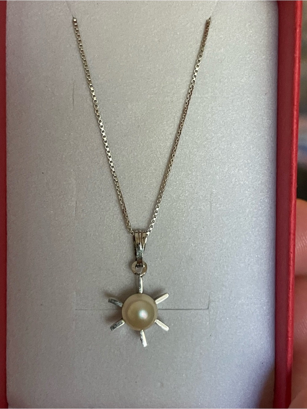 1950’s-60’s Akoya Pearl Sunburst Pendant Necklace - Sterling Silver